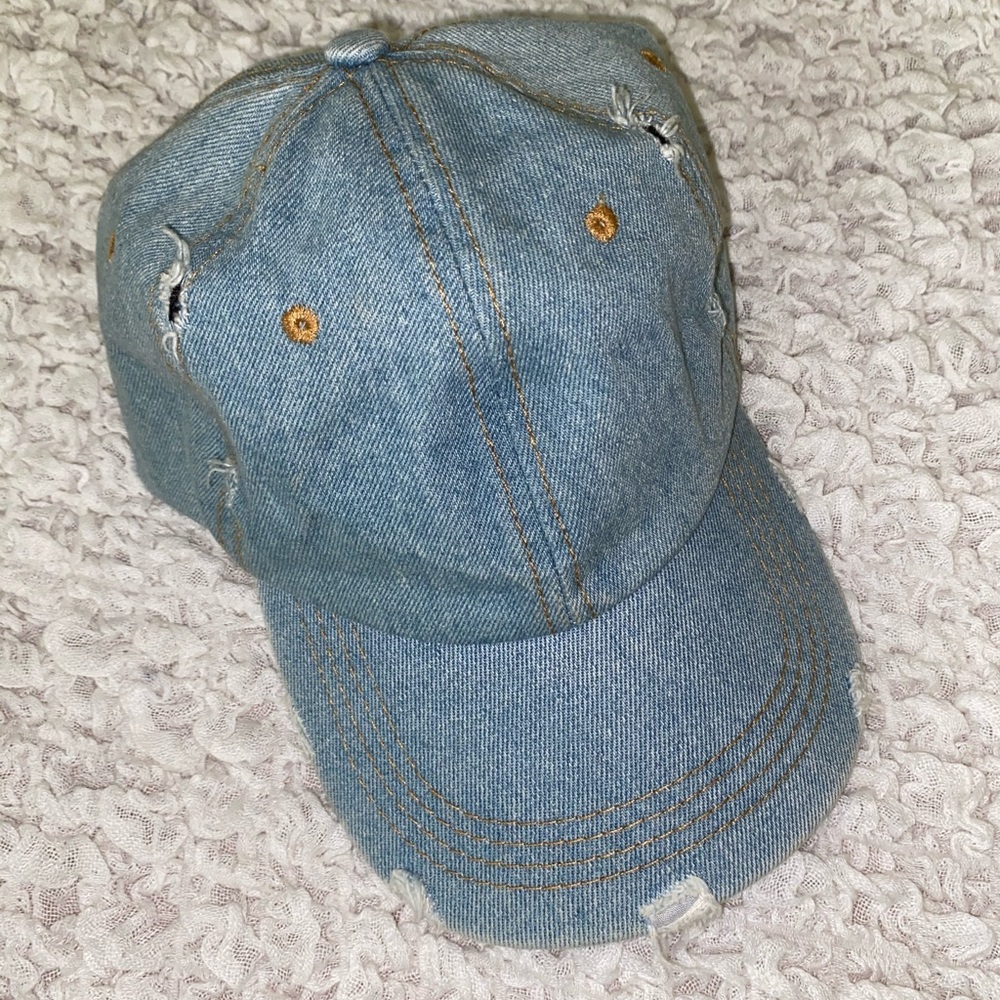 Distressed Jean Baseball Cap